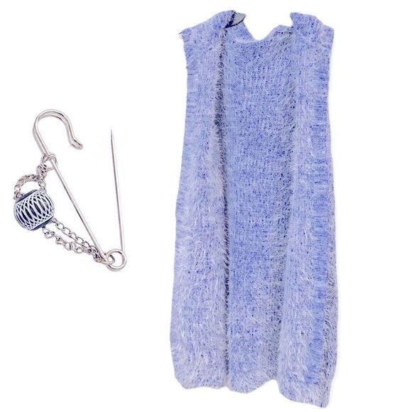 NEW Blue Ice Faux Fur Mid Length Sleeveless Open Front Hooded Teddy Jacket - Picture 4 of 4